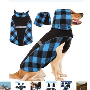 Blue and Black Plaid Dog Jacket size L